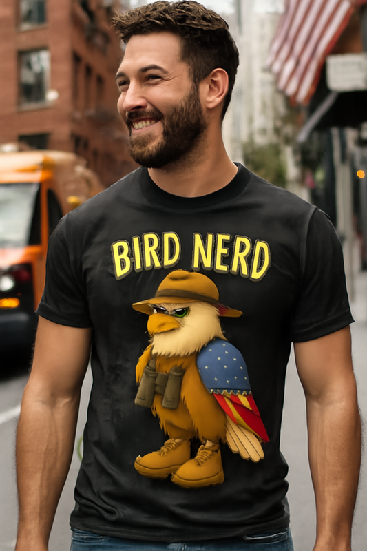 Men’s Tshirt Bird Nerd for 4th of july us american flag